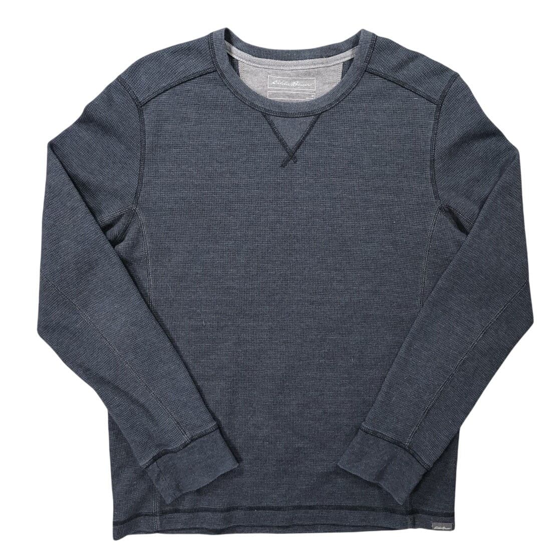 Eddie Bauer Pullover Sweatshirt Mens M Charcoal Grey Excellent Waffle Knit 1454