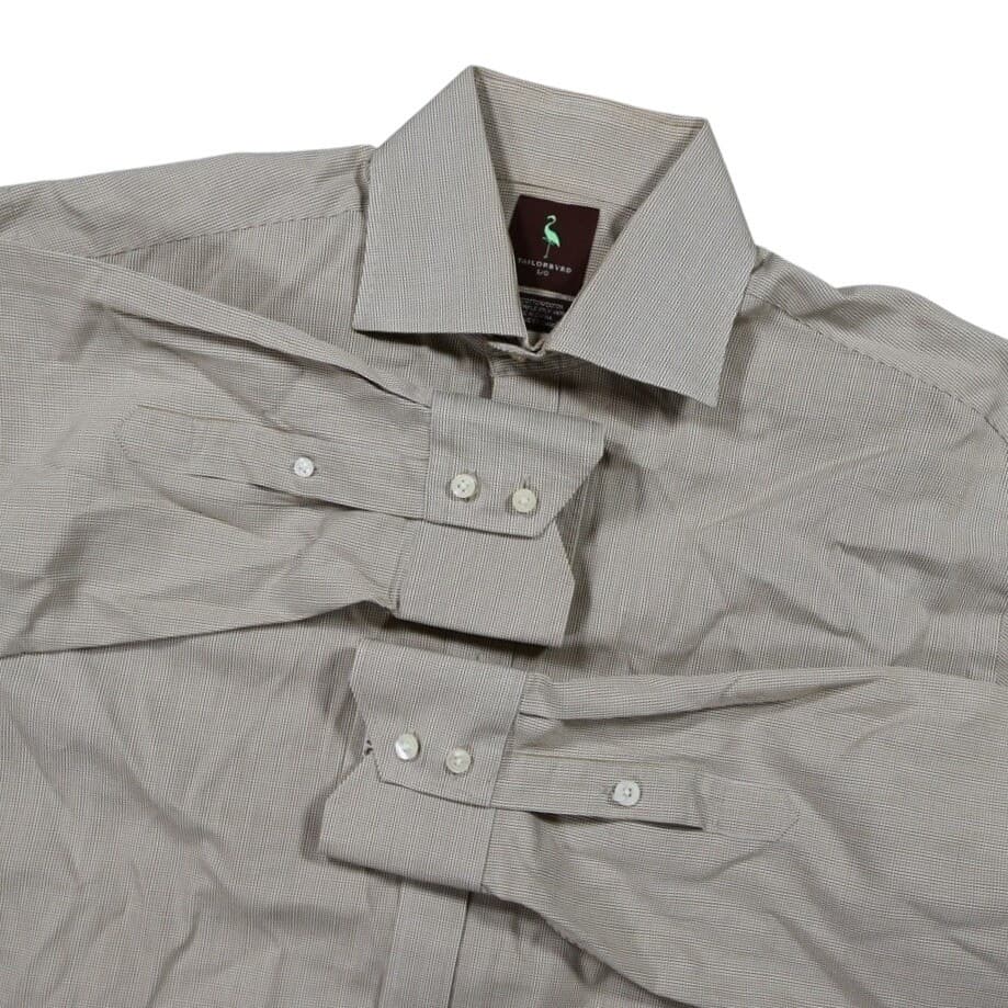 Tailorbyrd Button Up Shirt Mens L Tan Excellent Gingham Long Sleeve 100% Cotton
