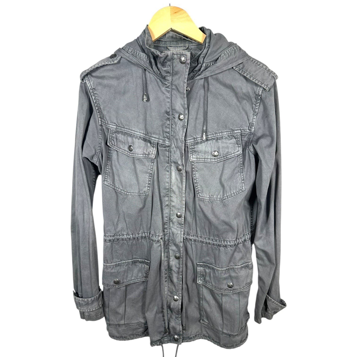 Talula Women Gray Utility Jacket Drawstring Hood Size Small