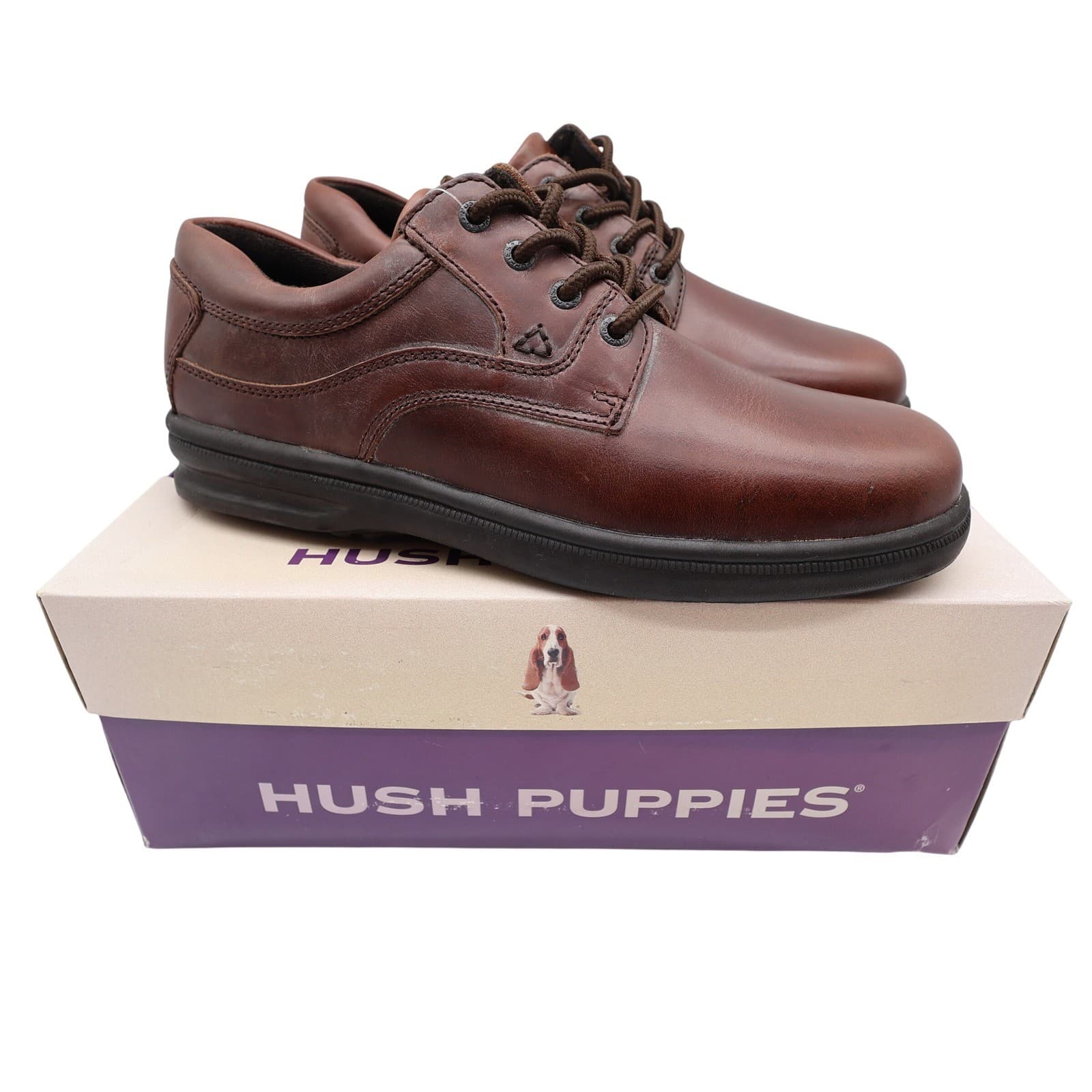 Hush Puppies Glen Men's 10 Dark Brown Leather Oxford ZeroG Comfort Shoes