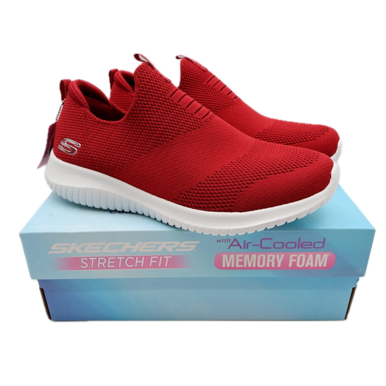 Skechers Ultra Flex First Take Women's Red Slip-On Sneakers Size 9