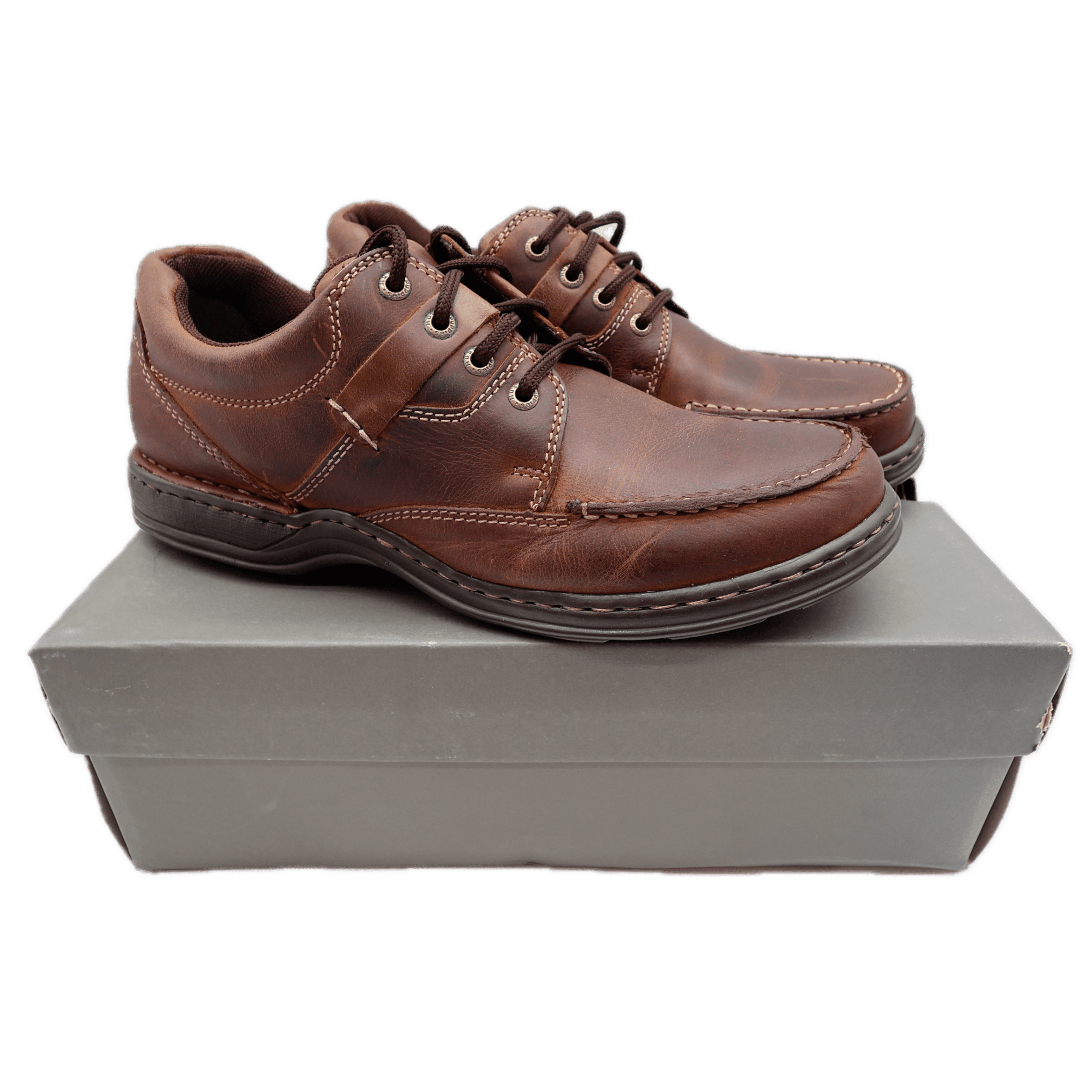 Hush Puppies Randall Oxford Shoes Mens 11 Chestnut Leather Moc Toe H100551