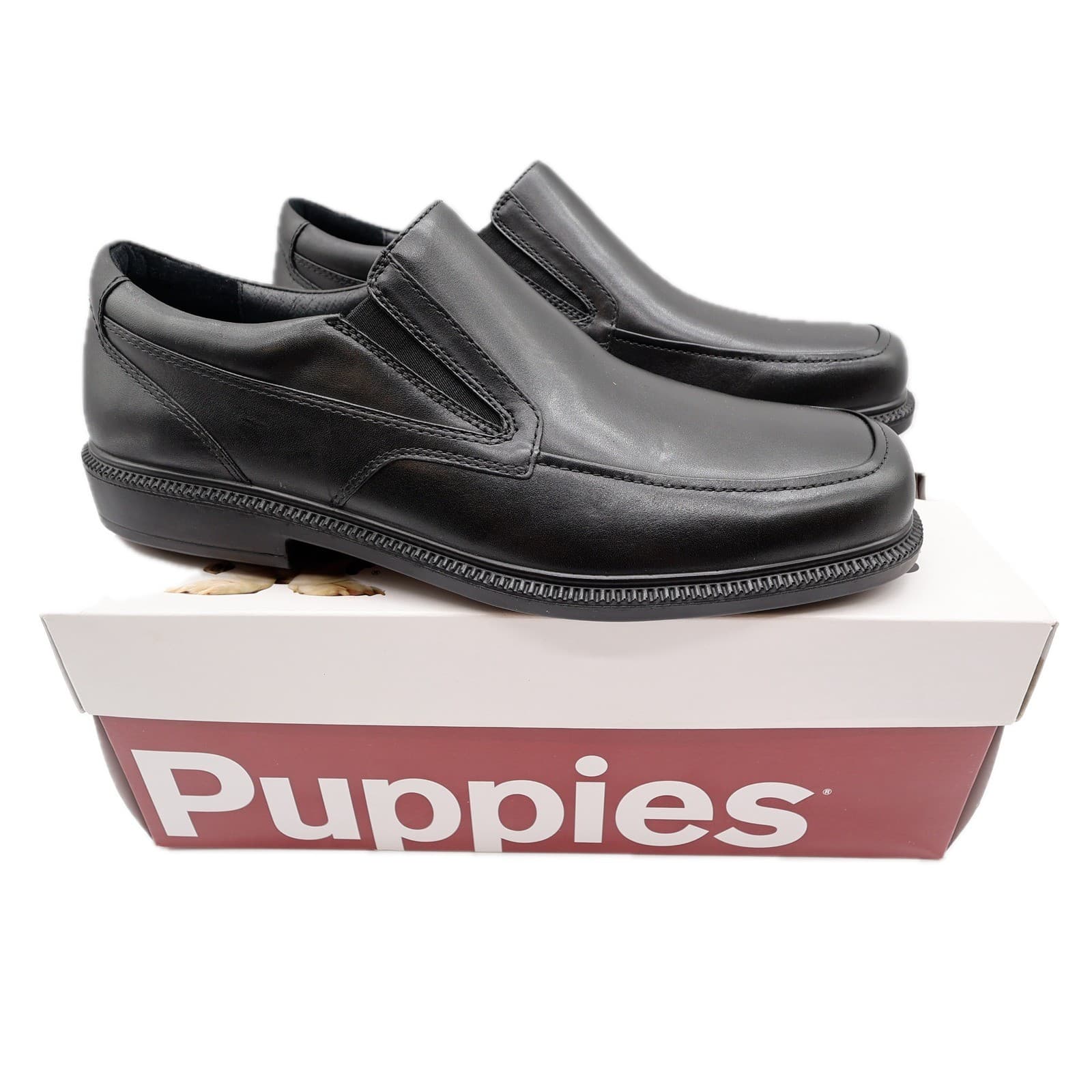 Hush Puppies Leverage Shoes Mens 12 Wide Black Leather Waterproof Slip-On H10713