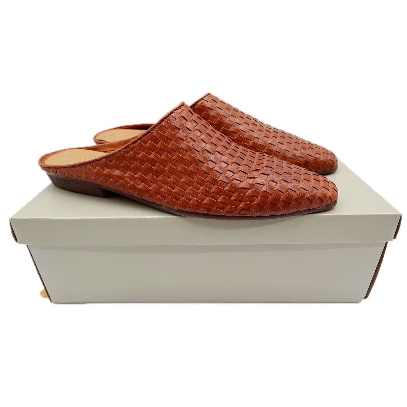 Roberto Angelli Mules Women 9 Tan Woven Leather Slip On Vintage Brazil 90s y2k