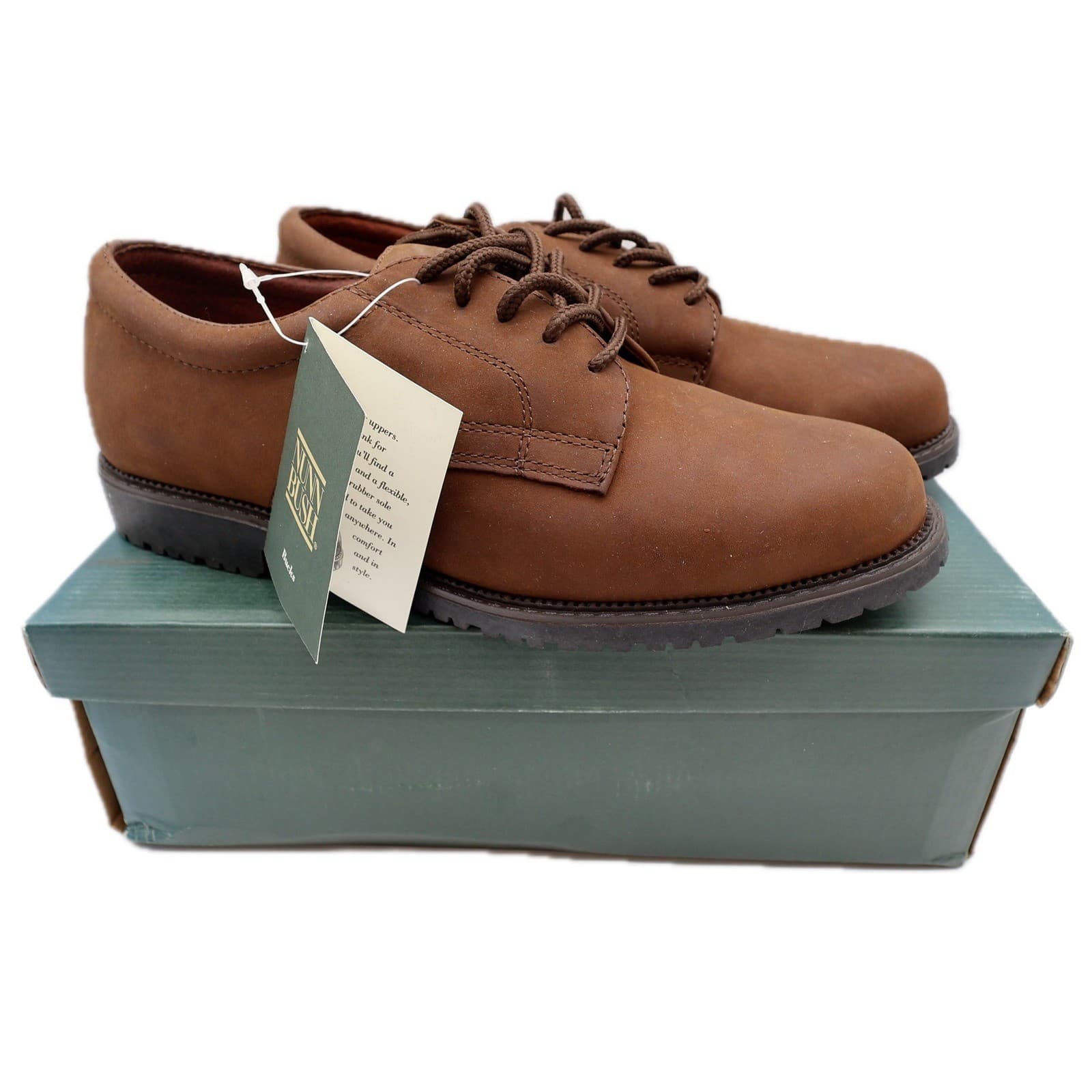 Nunn Bush Bucks Oxford Mens 10.5 Wide Brown Oiled Leather Portland Vintage 90s