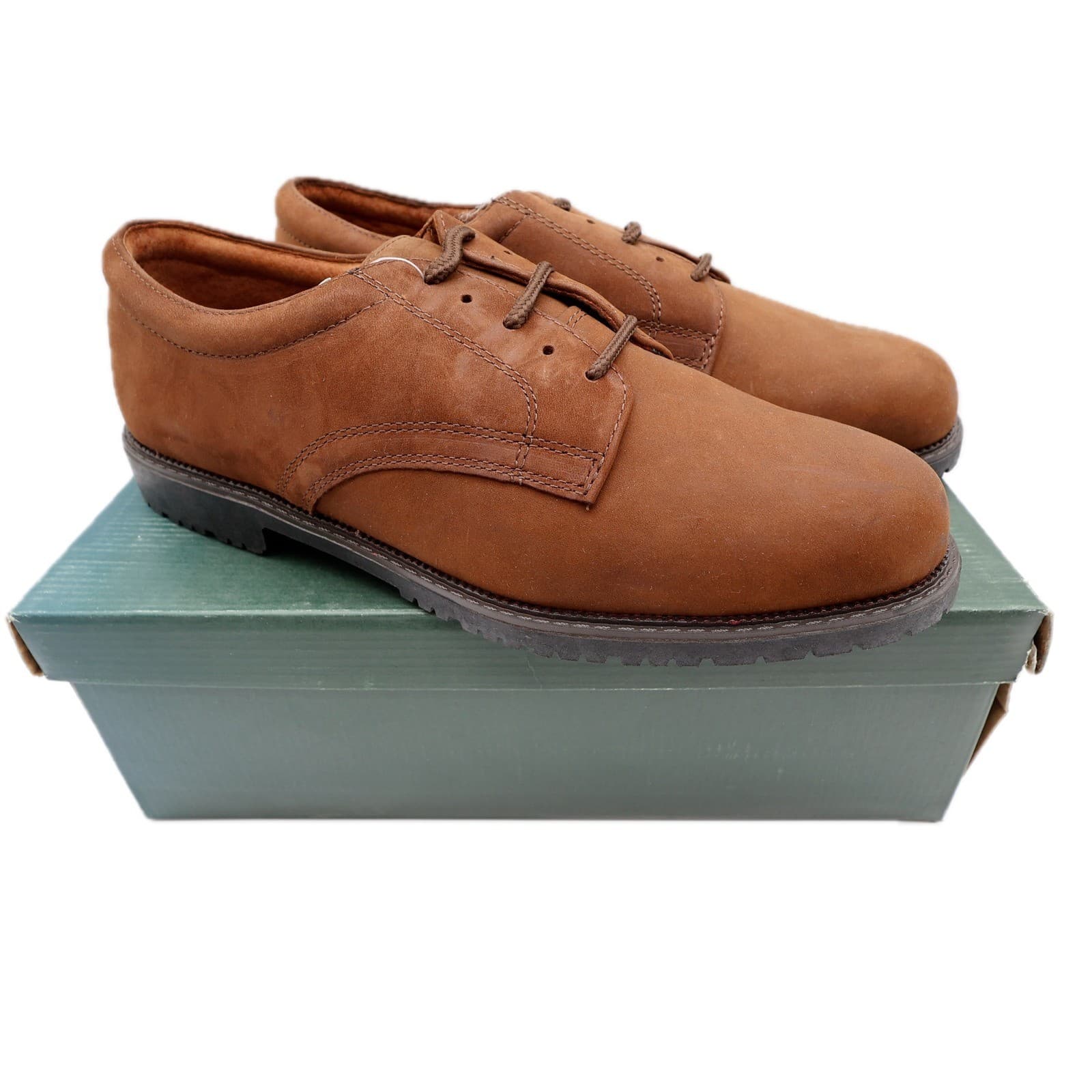 Nunn Bush Bucks Oxford Shoes Mens 10.5 Brown Leather Lace Up NOS Vintage New 90s