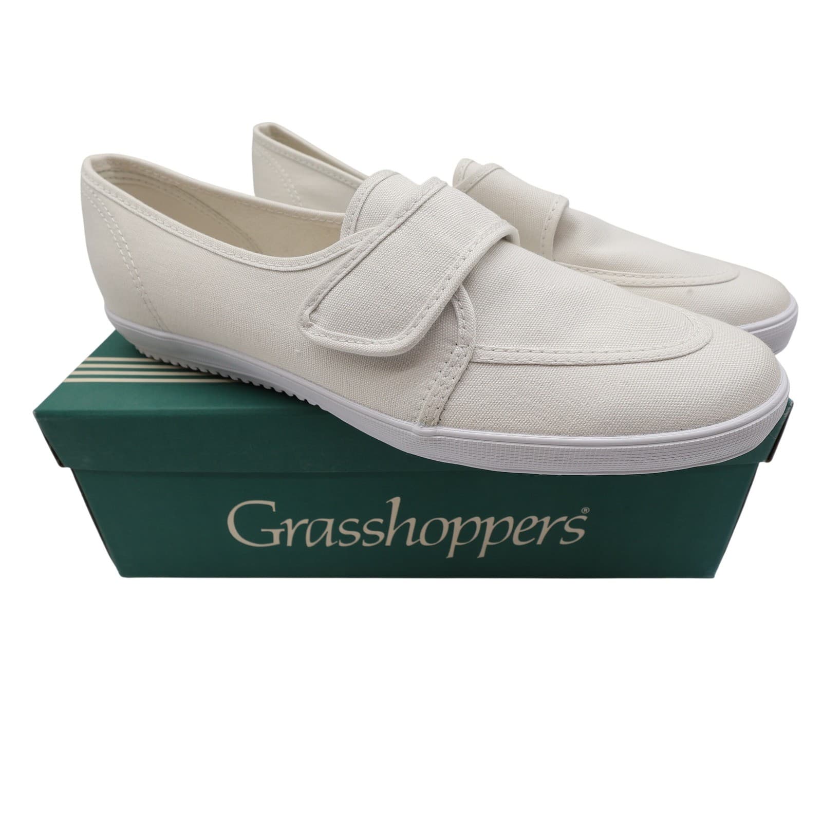 Grasshoppers Skipjack II Sneakers Women 10 White Canvas Hook Loop Slip On Y2K