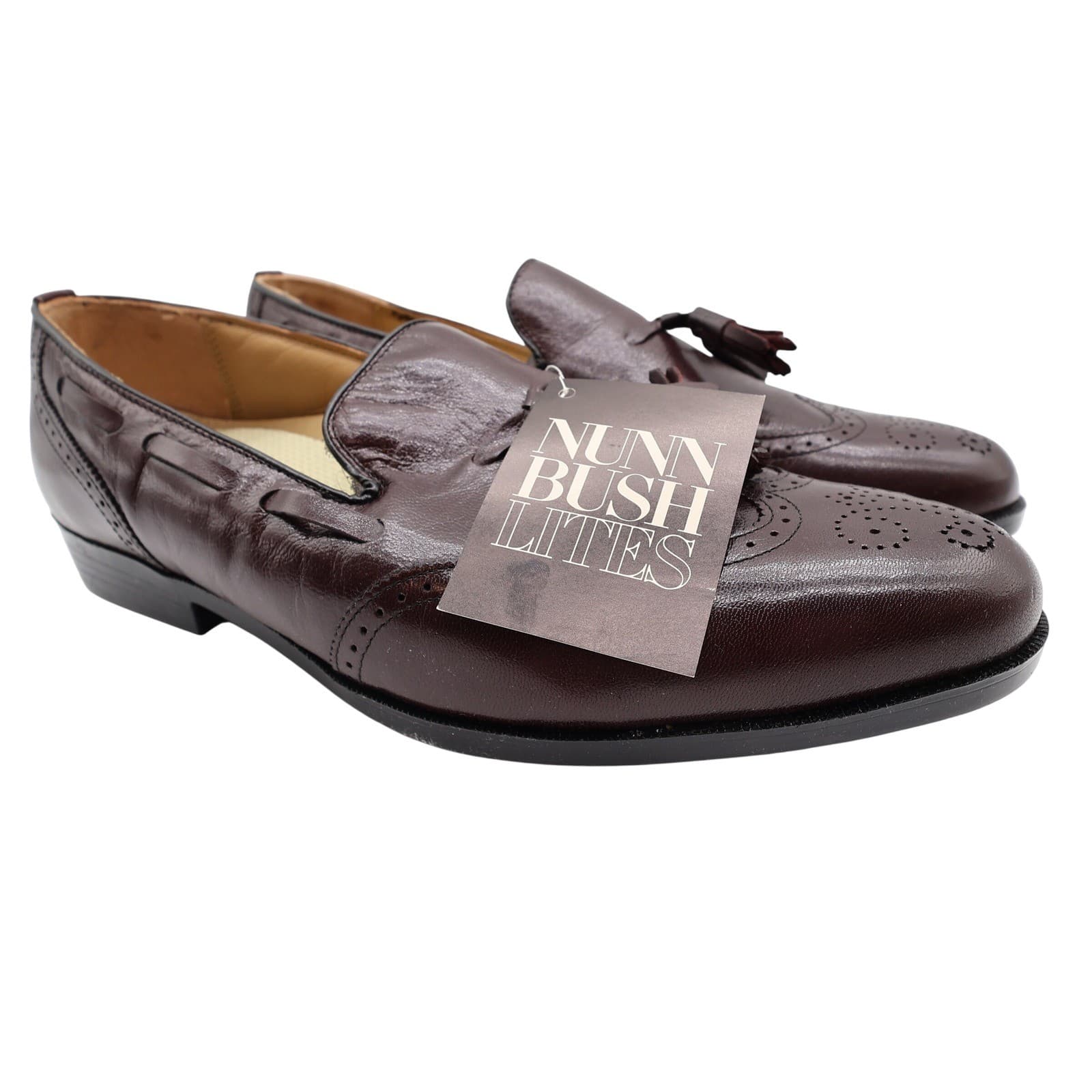 Nunn Bush Parker Tassel Loafers Mens 11 Burgundy Leather Wingtip Dress Shoes NOS