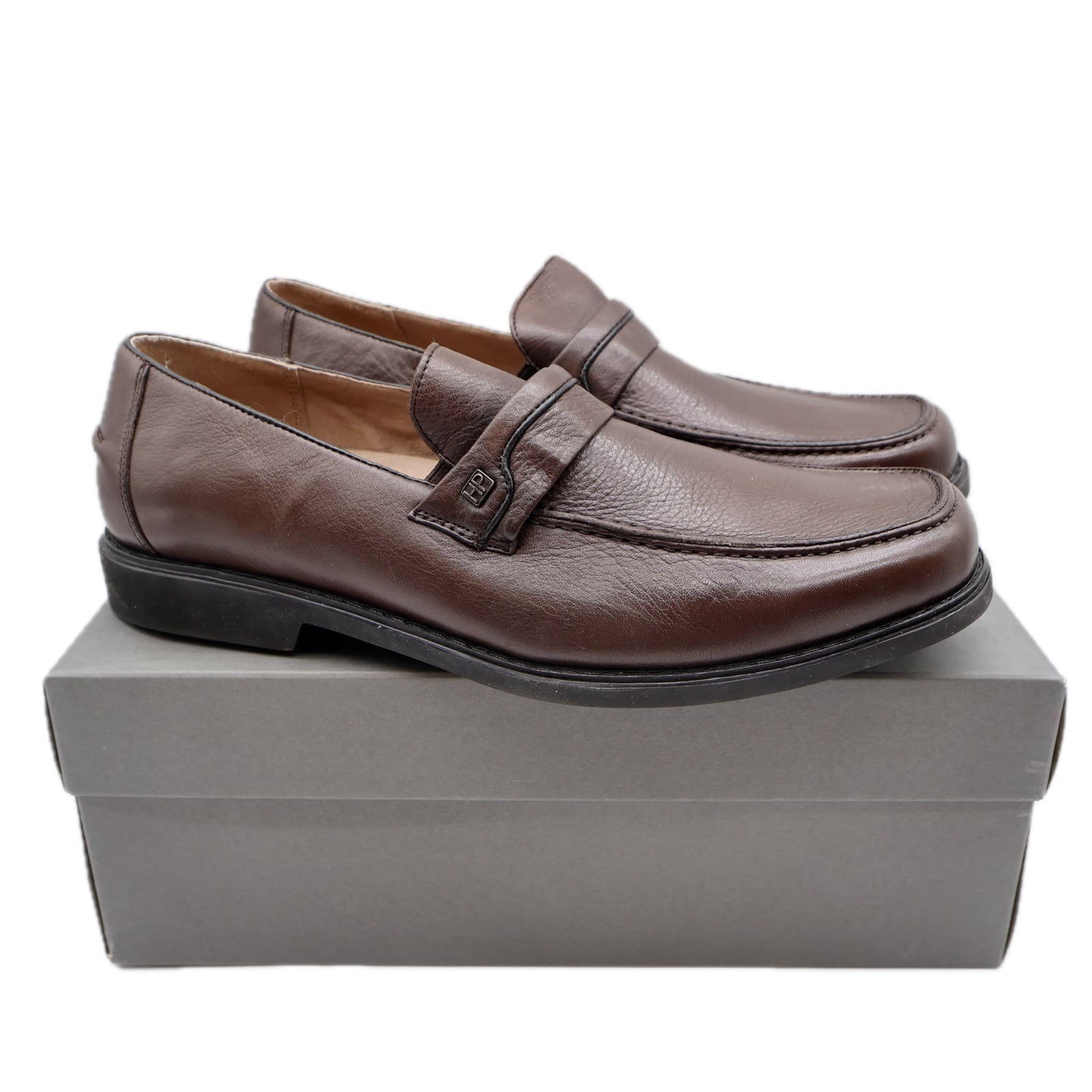 Hush Puppies Legend Loafers Mens 12 EW Brown Leather Slip On Comfort 16401 NIB
