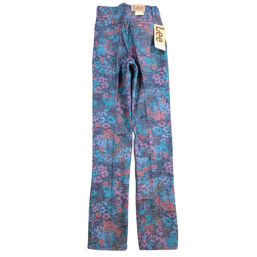 Lee Vintage 90s Floral Jeans Girls 14 Slim Blue USA Made NOS NWT 24.5 Waist - take2supply