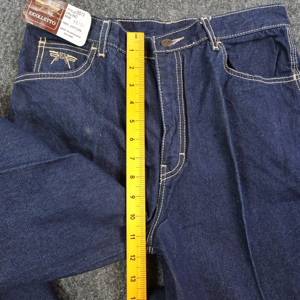Rigolletto Vintage 70s Flare Jeans Mens 33x33 Blue Cotton Denim NOS NWT - take2supply