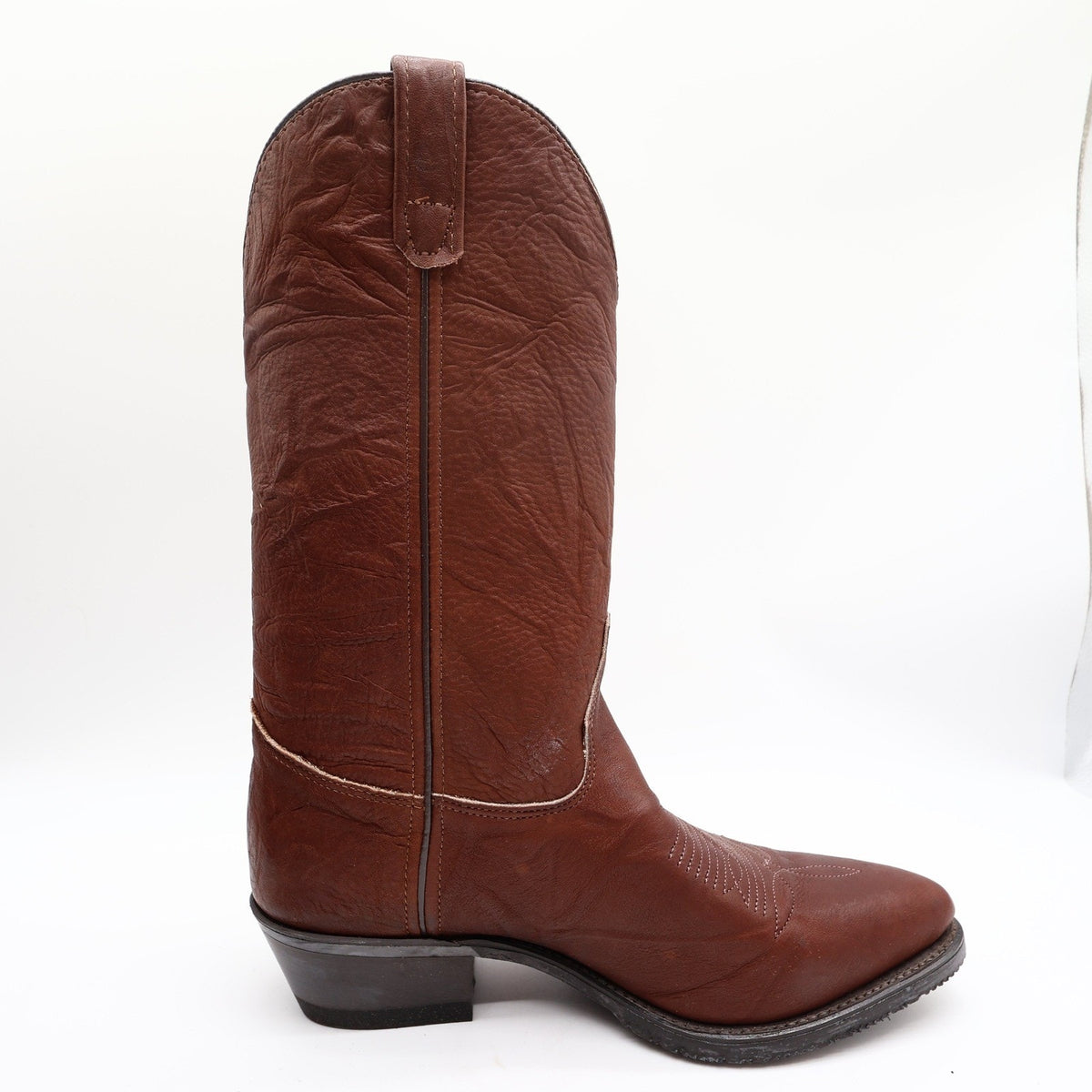Double-H Vintage 80s Western Boots Mens 9 D Brown Leather Cowboy 5510 USA NIB
