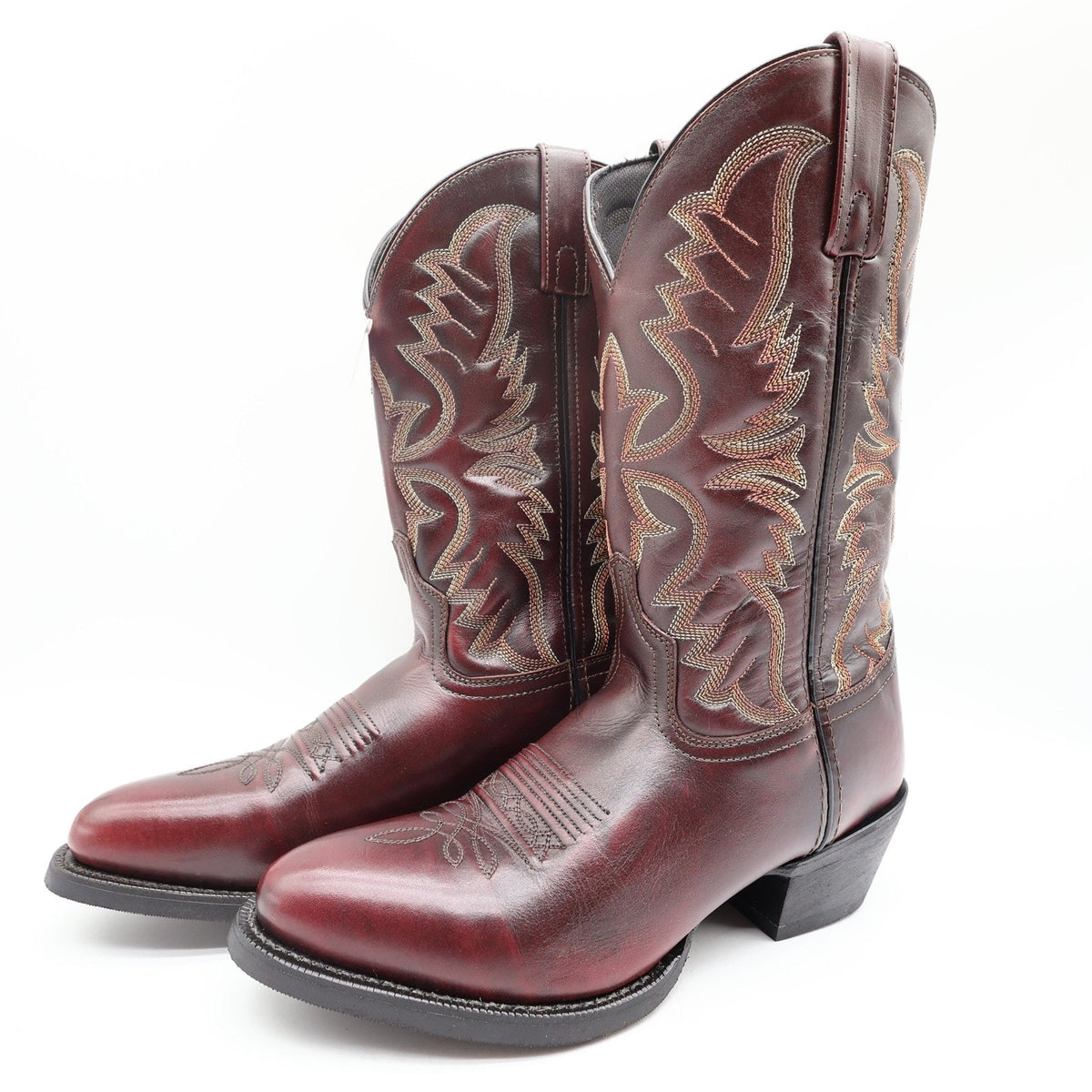 Laredo 68458 Black Cherry Leather R Toe Cowboy Boots Men's 8.5D NWT