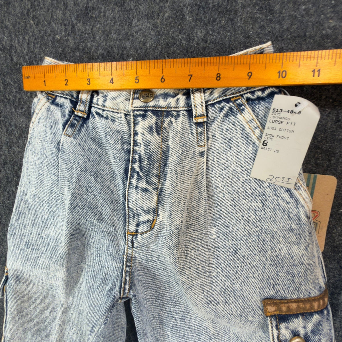 Lee AirGear Cargo Jeans Boys 6 Blue Cotton Loose Fit Vintage 90s Acid Wash