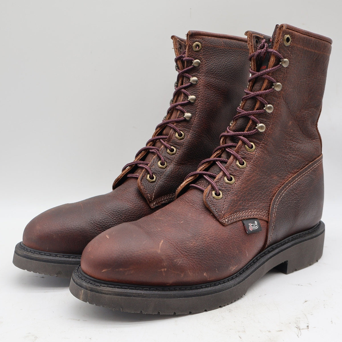 Justin Work Boots Mens 9.5 D 765 Briar Pitstop Steel Toe Leather USA Made NEW