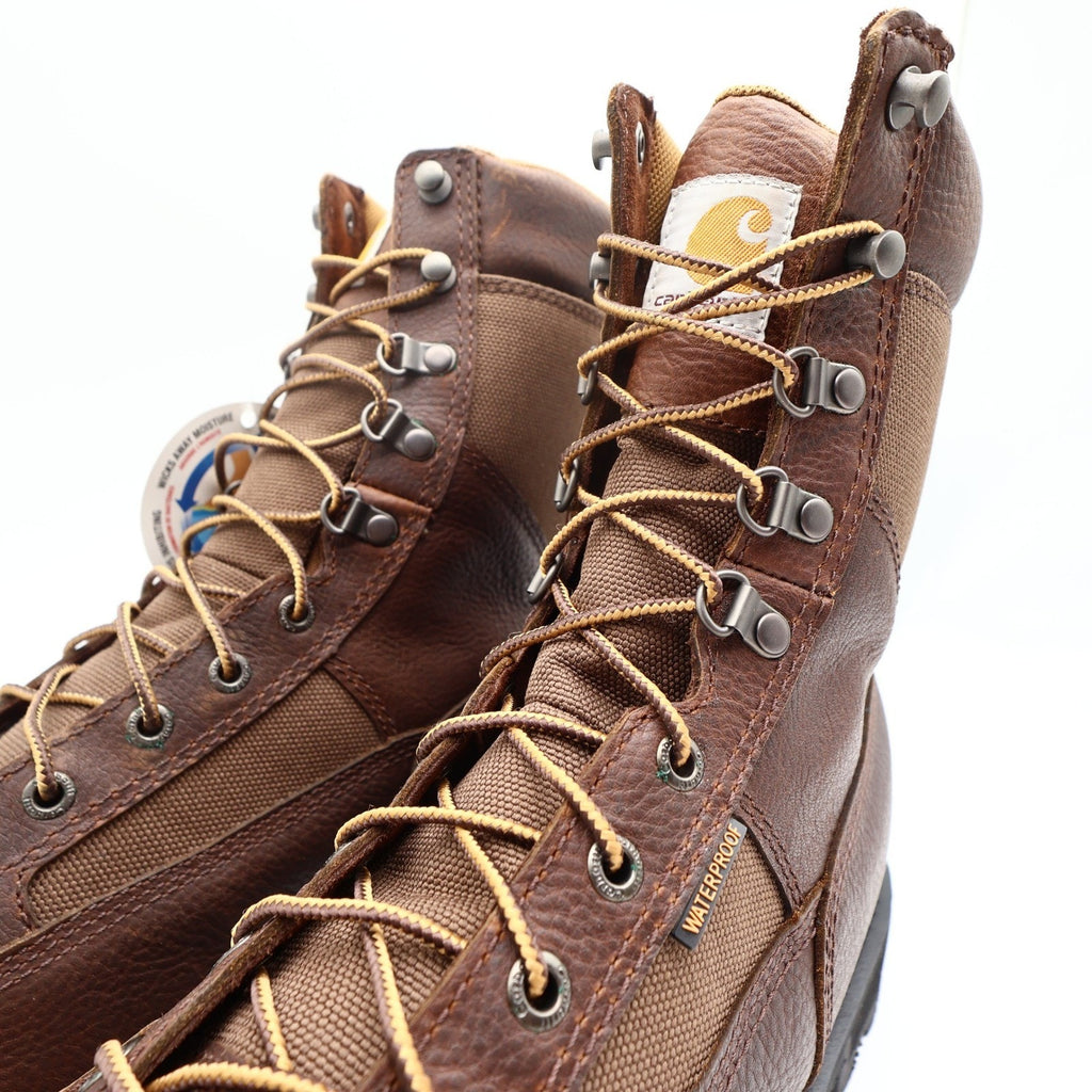 Carhartt Work Boots Mens 12 M Brown Leather Waterproof 8" Logger CML8150 NIB