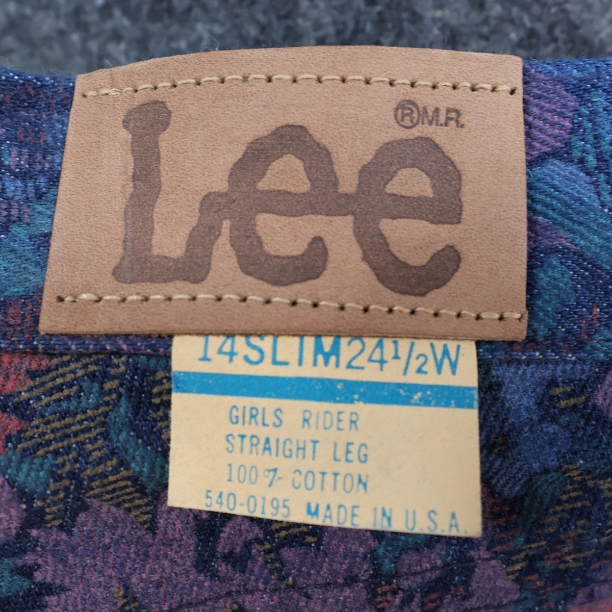 Lee Vintage 90s Floral Jeans Girls 14 Slim Blue USA Made NOS NWT 24.5 Waist - take2supply