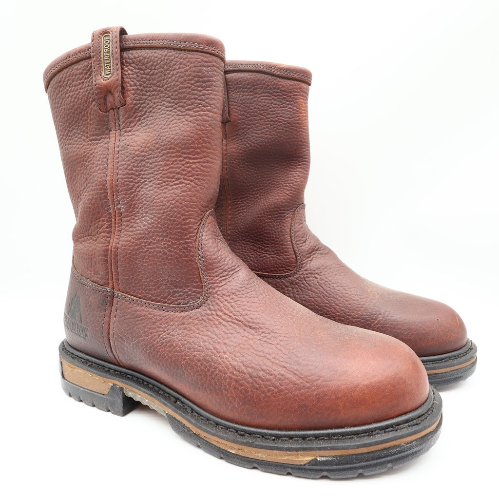 Rocky IronClad 5685 10-Inch Waterproof Pull-On Work Boots Men's 11W Brown NWT