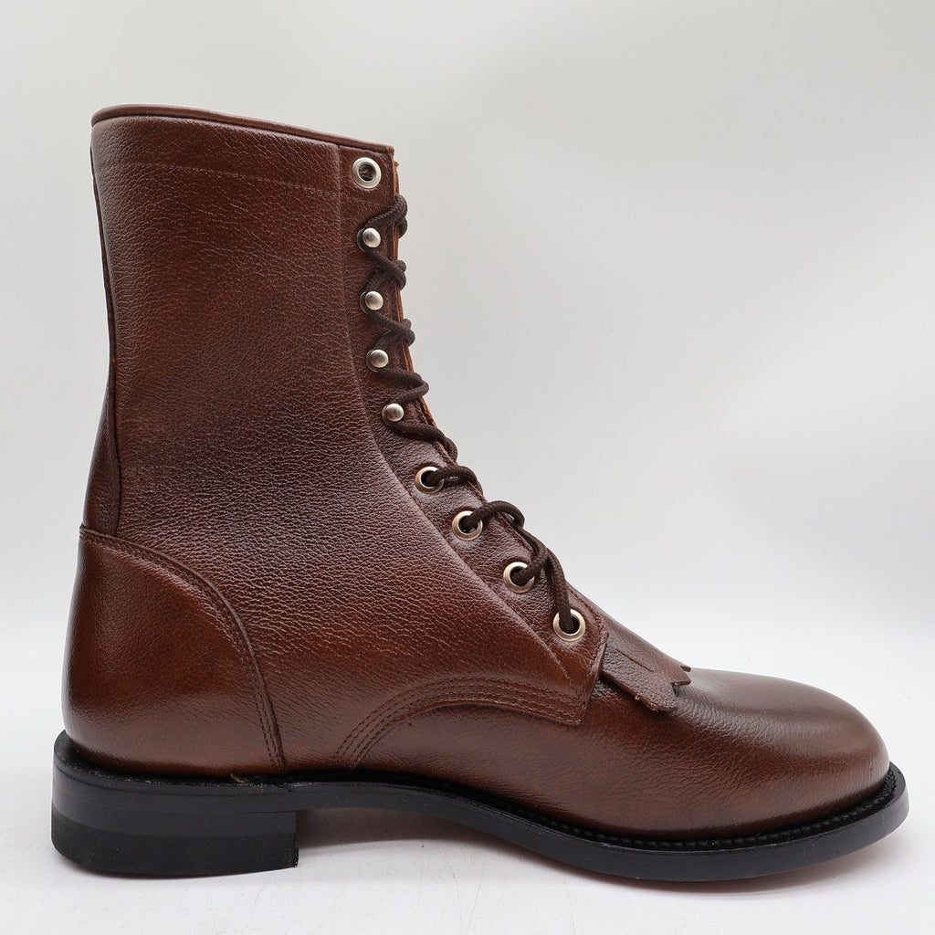 Justin Womens 8 B Vintage Tan Leather Lace Up Kiltie Packer Boots L0508 New