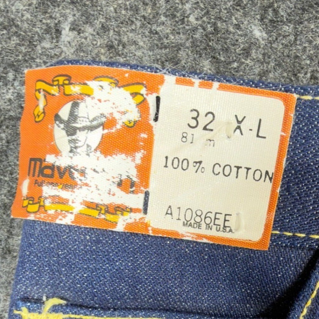 Maverick Vintage 70s Jeans Mens 32x36 Blue Denim Flare Bell Bottoms NWT USA