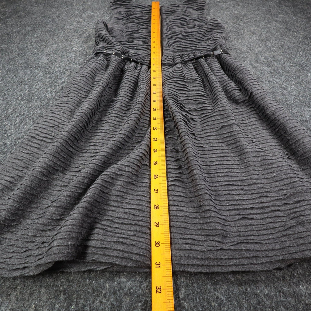 Esley Dress Womens Medium Gray Textured Pleated Sleeveless Belted Fit Flare New