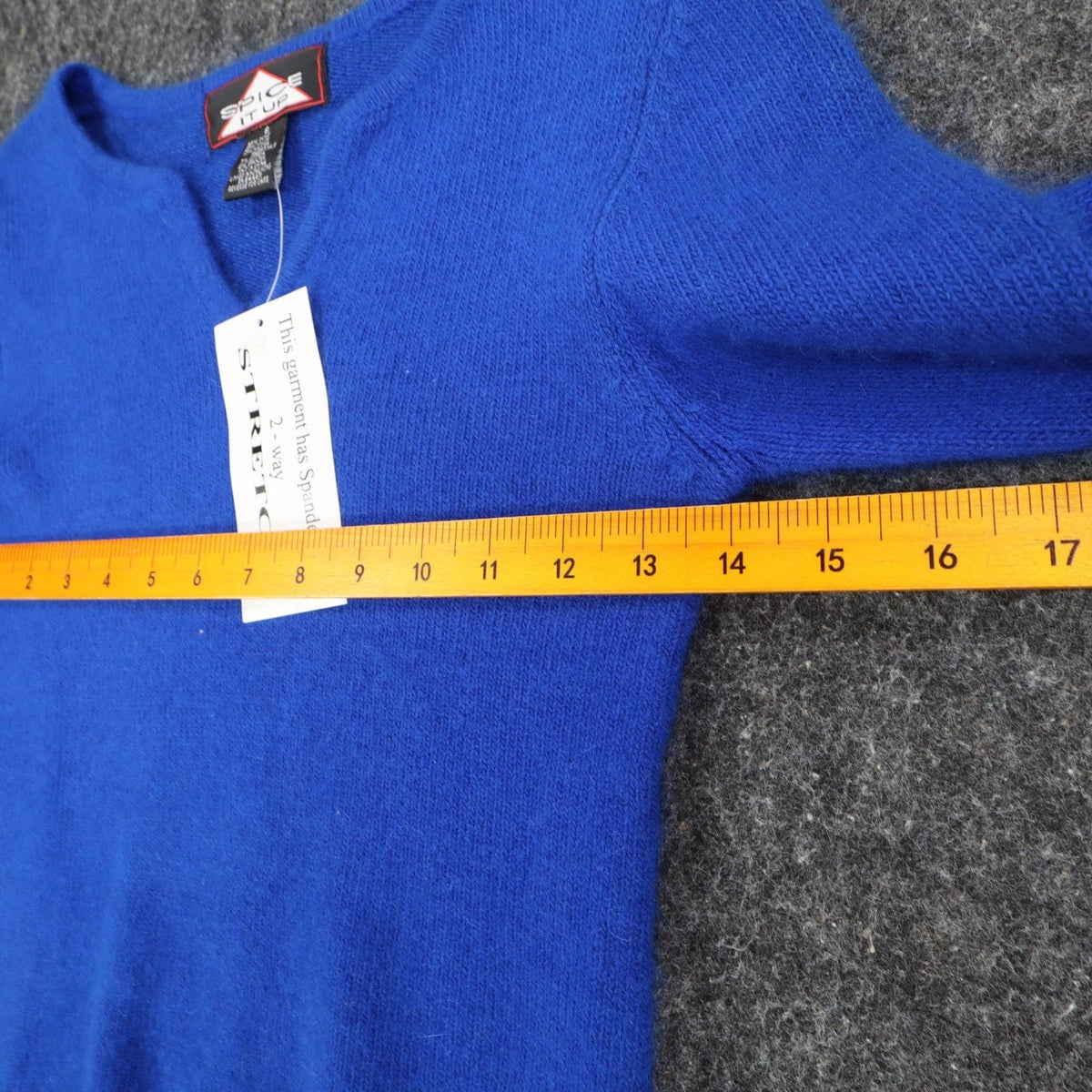 Spice It Up Sweater Womens Small Y2K Royal Blue Angora Blend Notched Neck