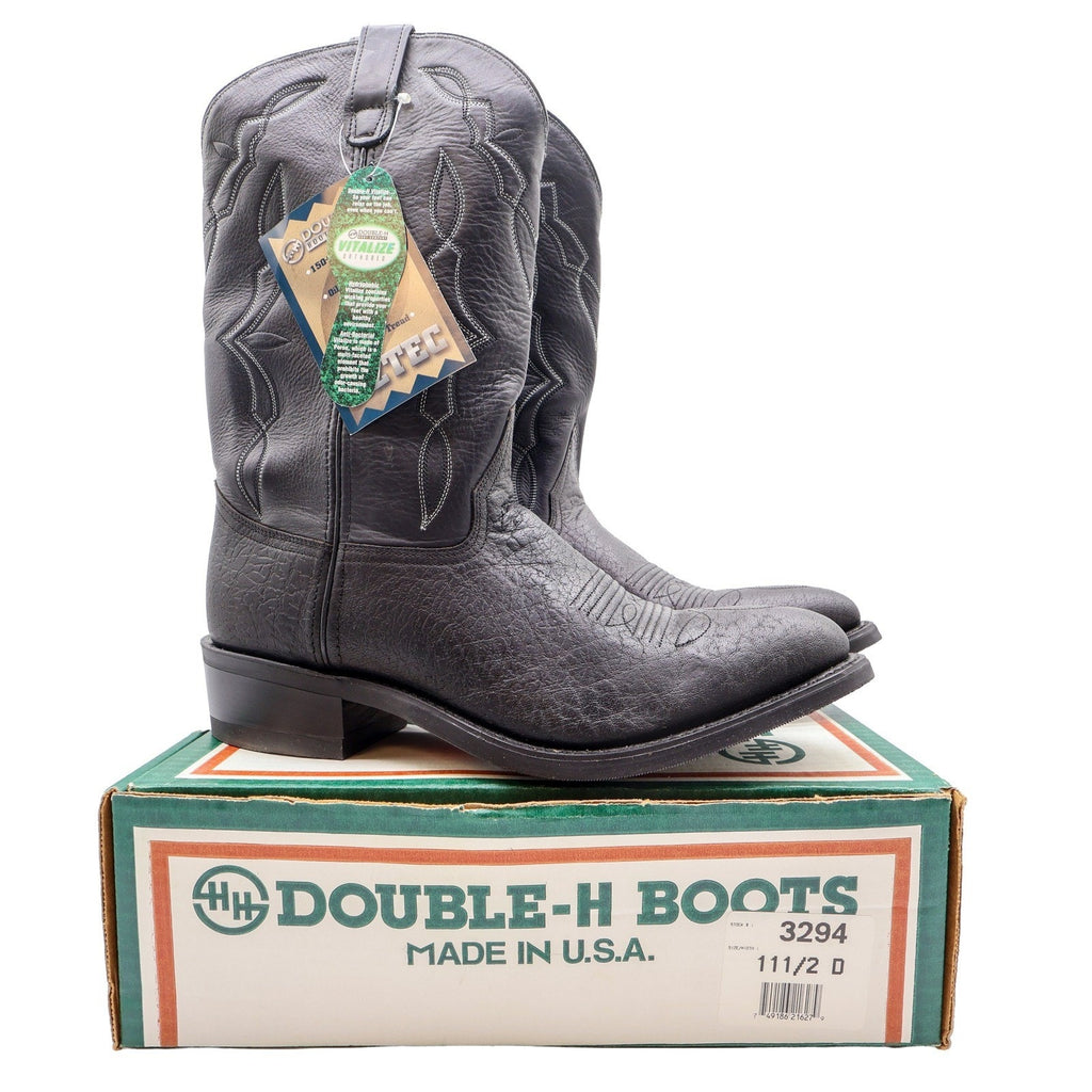 Double-H 3294 Western Cowboy Boots Mens 11.5 D Black Leather NWT Made in USA