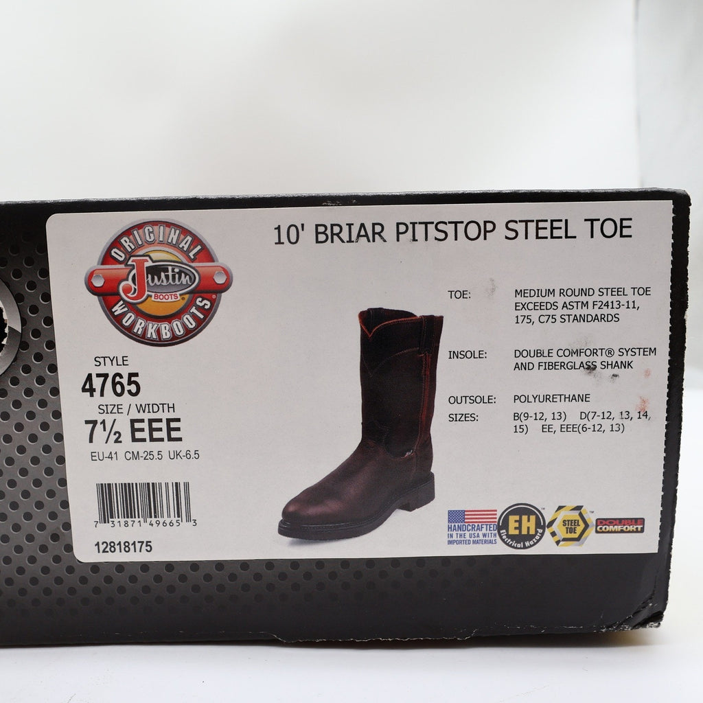 Justin Modern Steel Toe Work Boots Mens 7.5 EEE Brown Leather New In Box 4765 - take2supply