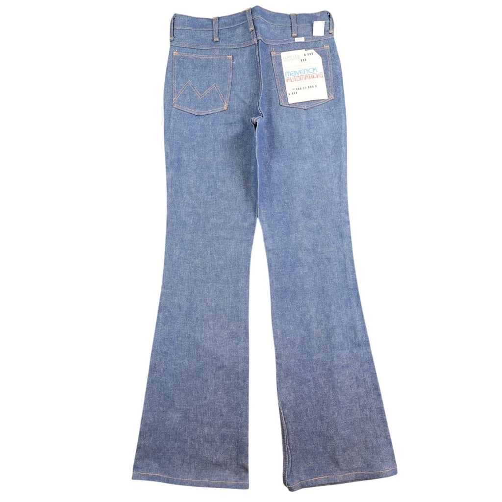 Maverick Vintage 70s Flare Jeans Mens 33x36 Blue Cotton USA Made NOS NWT
