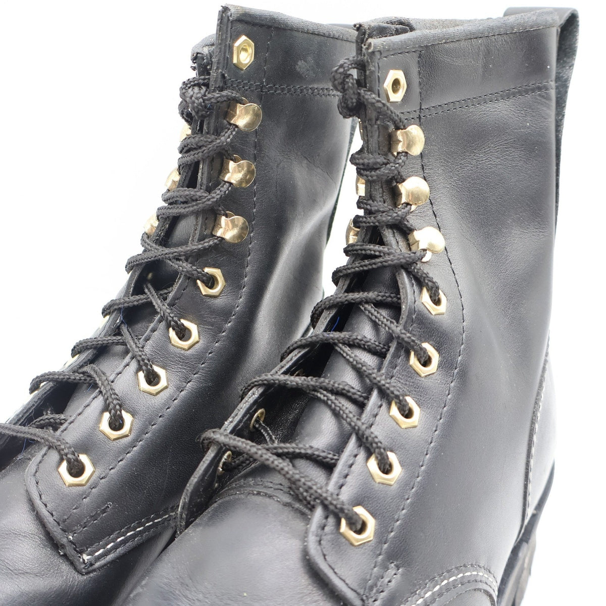 Walker Shoes Steel Toe Work Boots Mens 9.5 EEE Vintage 80s Black Leather 1031