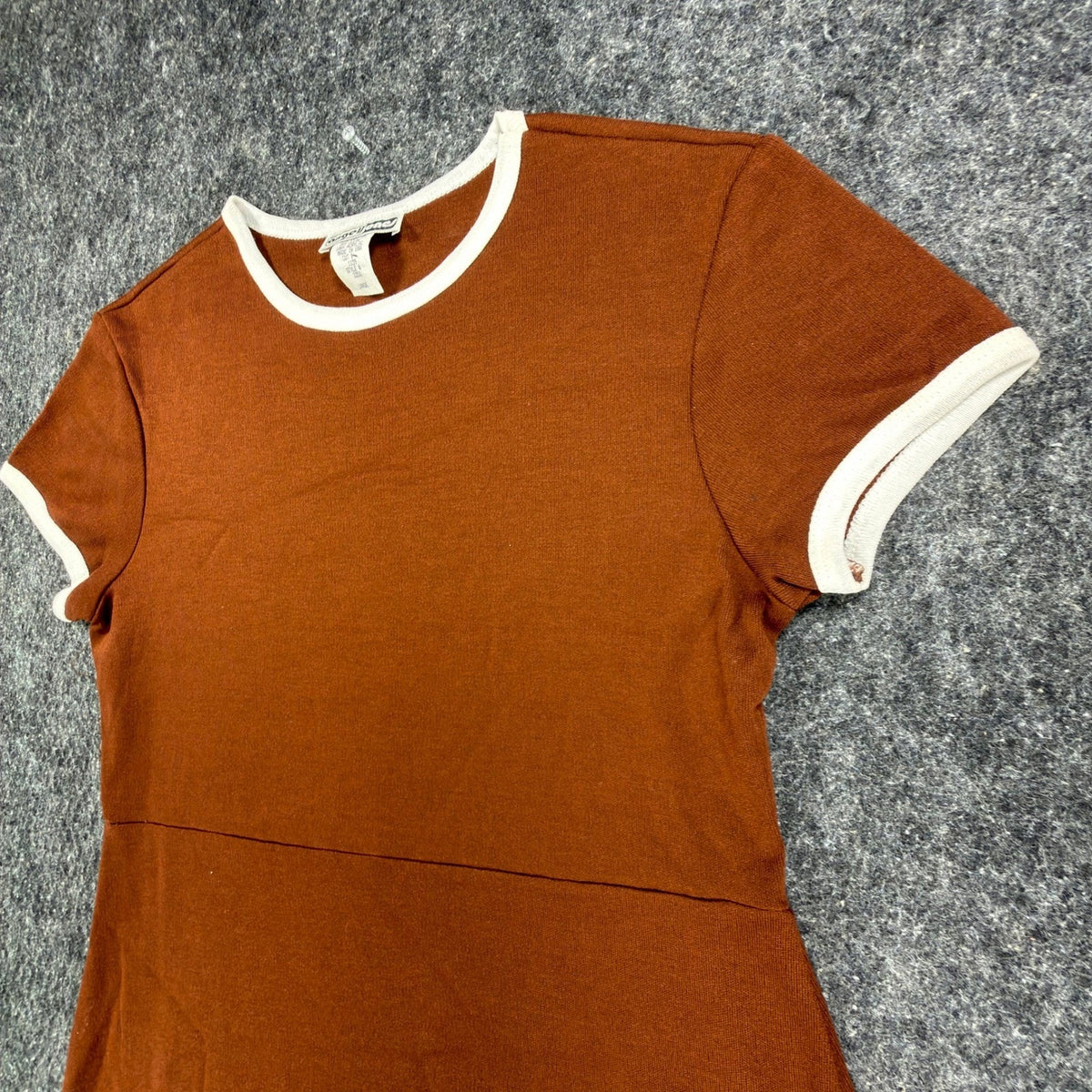 Angel Jones Vintage 70s Ringer Mini Dress Womens Large Brown Acrylic New - take2supply