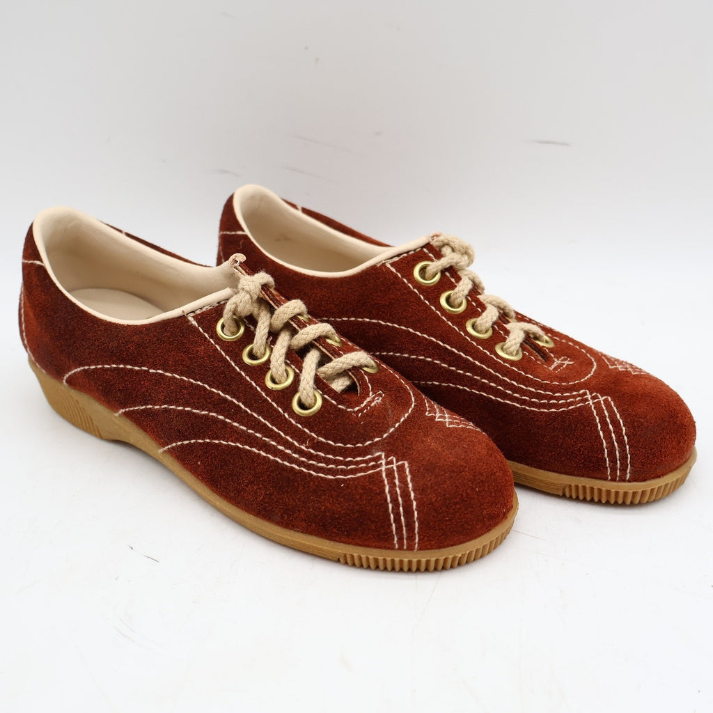 Vintage 70s Dashers 2304 Rust Suede Oxford Sneakers Kids 12.5C Deadstock