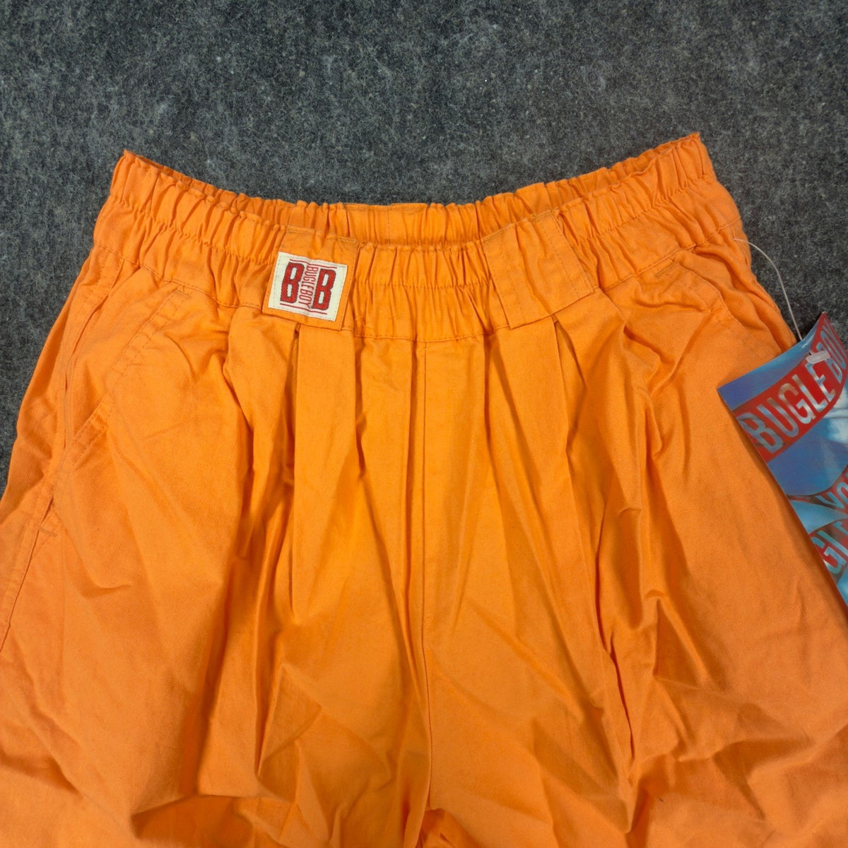 Bugle Boy Vintage 90s Shorts Womens 7 Orange Elastic Waist Pleated NWT