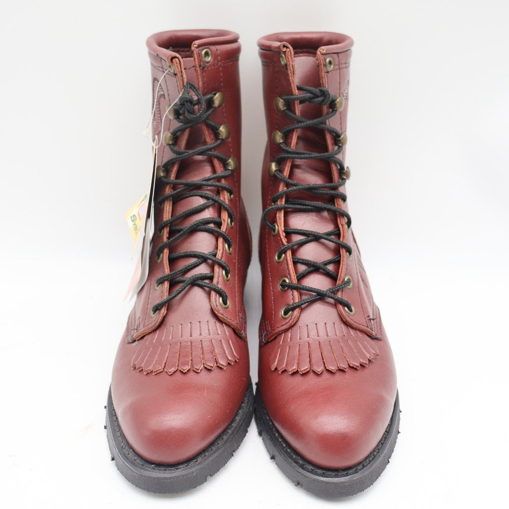 Double-H Boots Packer Boots 7 M Vintage Burgundy Leather Aero-Glide 7 USA 9313 - take2supply