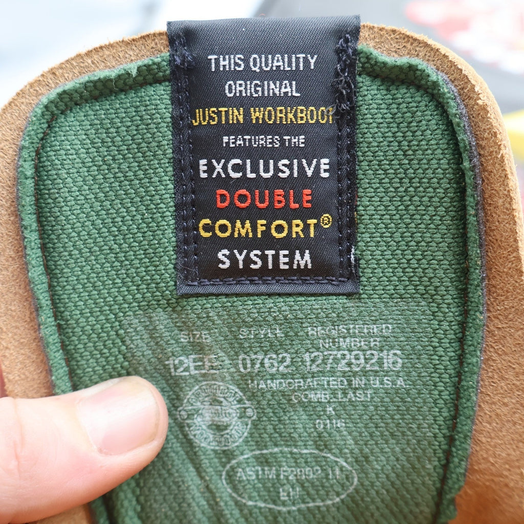 Justin Work Boots Mens 12 EE 8" Copper Caprice Leather USA Made 762 New
