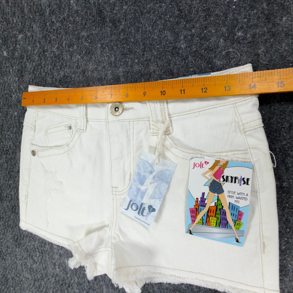 Jolt Y2K Skyrise High Waisted Denim Shorts Juniors 3 White Cotton NWT