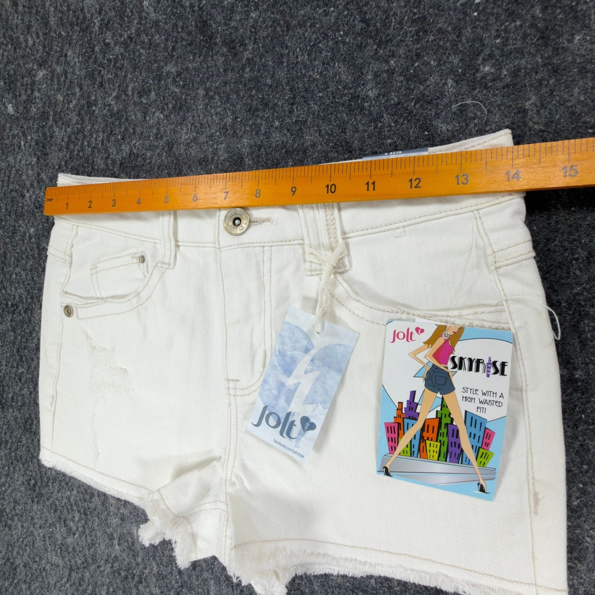 Jolt Y2K Skyrise High Waisted Denim Shorts Juniors 3 White Cotton NWT