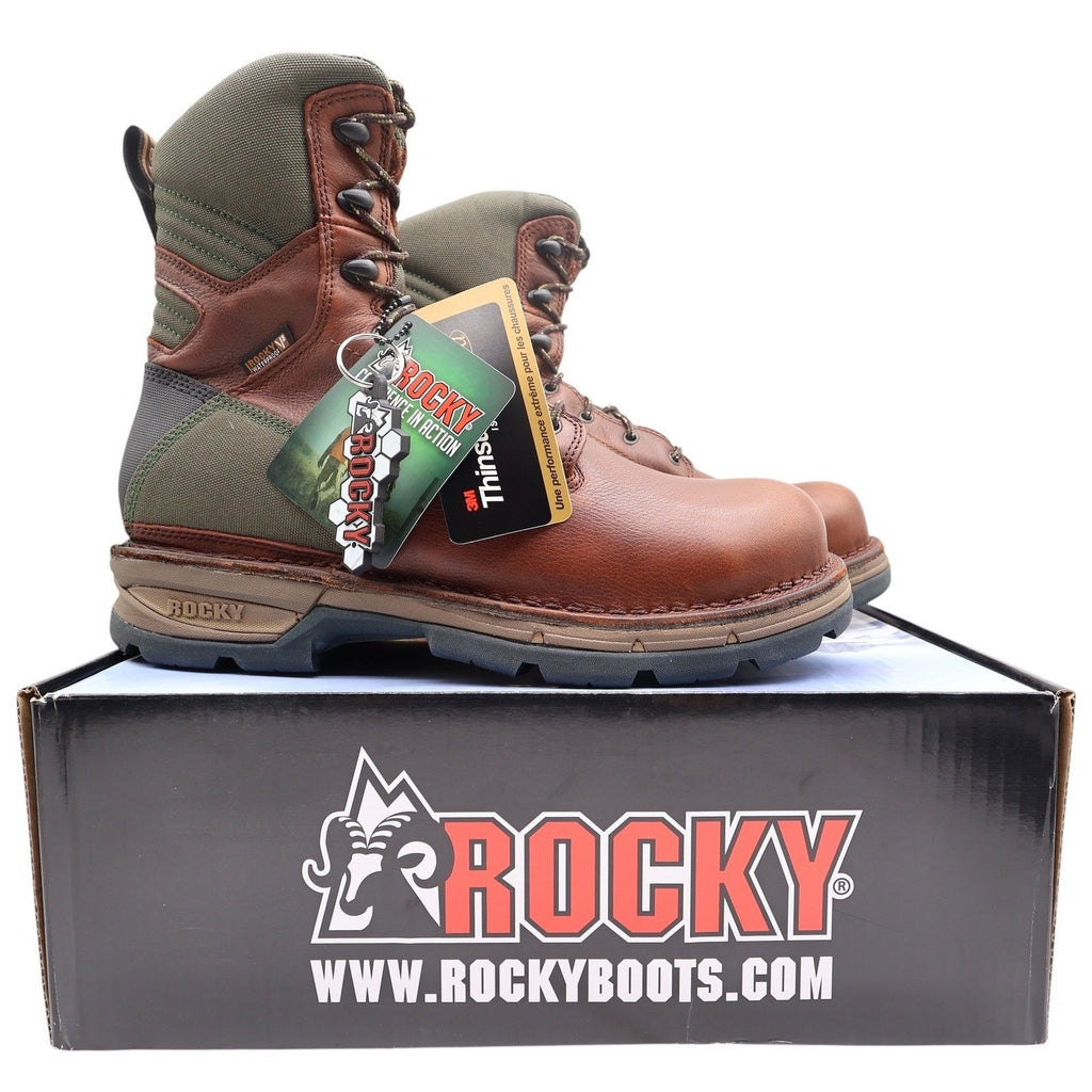 Rocky Fieldlite 8" Hunting Boots Mens 10M Brown Leather Insulated Waterproof NEW - take2supply