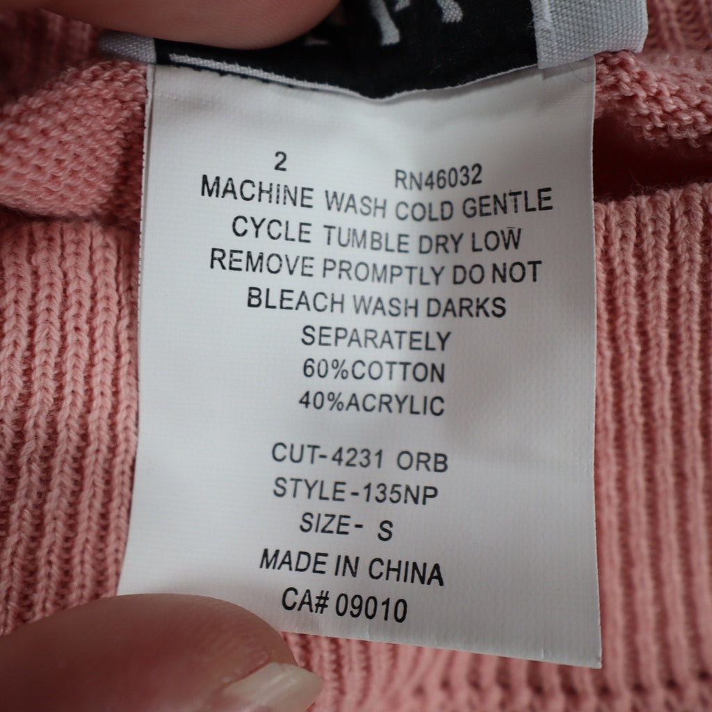 Nikki Petite Short Sleeve Mock Neck Sweater Small Pink Cotton Blend NWT C1004
