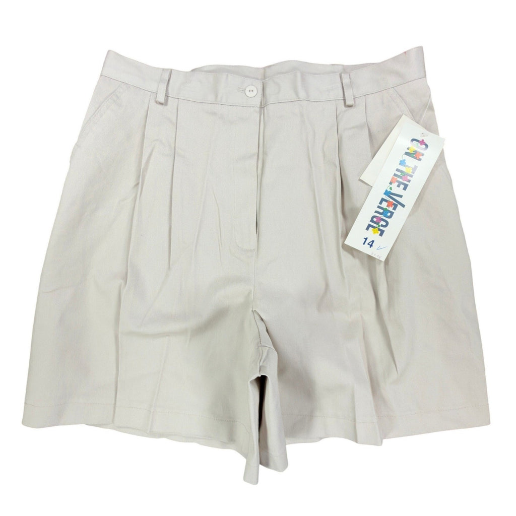 On The Verge Vintage Pleated Shorts Womens 14 Beige Cotton Blend NWT USA Made - take2supply