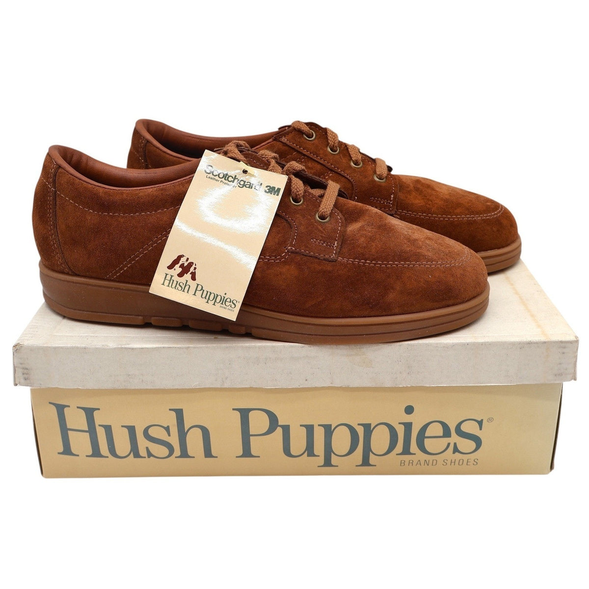 Vintage 90s Hush Puppies Cosmo Chestnut Suede Oxfords Men's 8M USA Deadstock