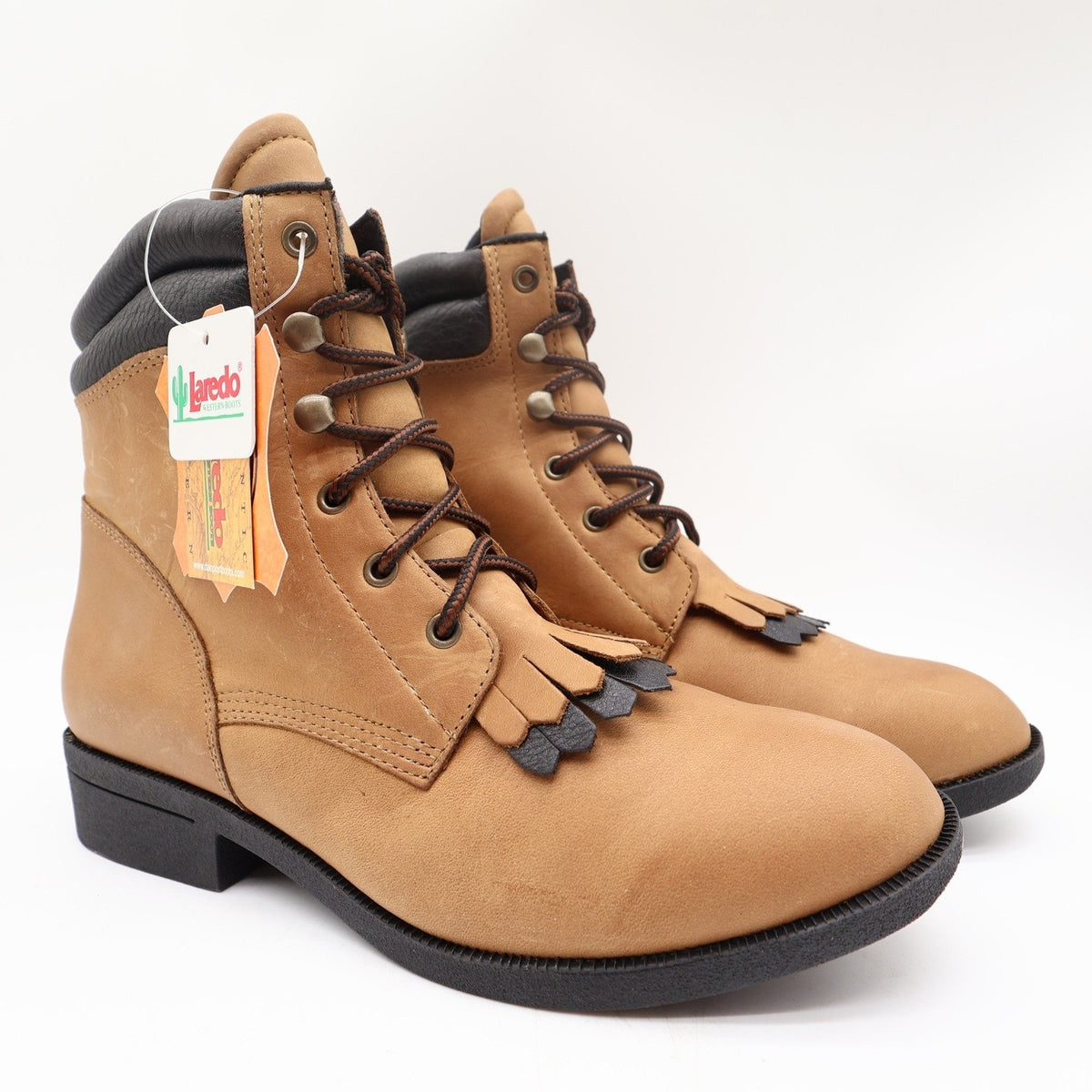 Laredo 551 Kiltie Lace-Up Western Boots Women's 9 Tan Leather NWT Deadstock