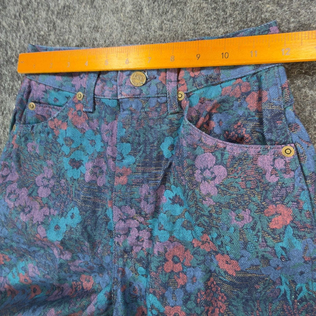 Lee Vintage 90s Tapered Rider Jeans Juniors 5 Blue Floral Cotton NWT Made in USA
