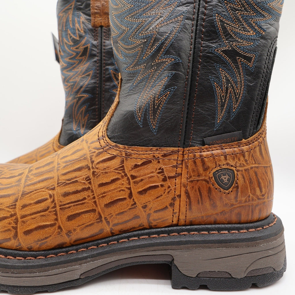 Ariat WorkHog Comp Toe Boots Mens 9.5 Brown Hornback Print NIB 10032454