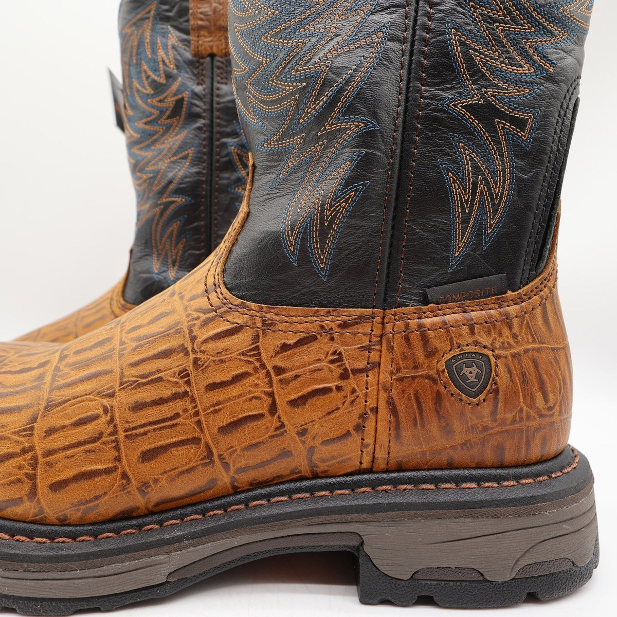 Ariat WorkHog Comp Toe Boots Mens 9.5 Brown Hornback Print NIB 10032454
