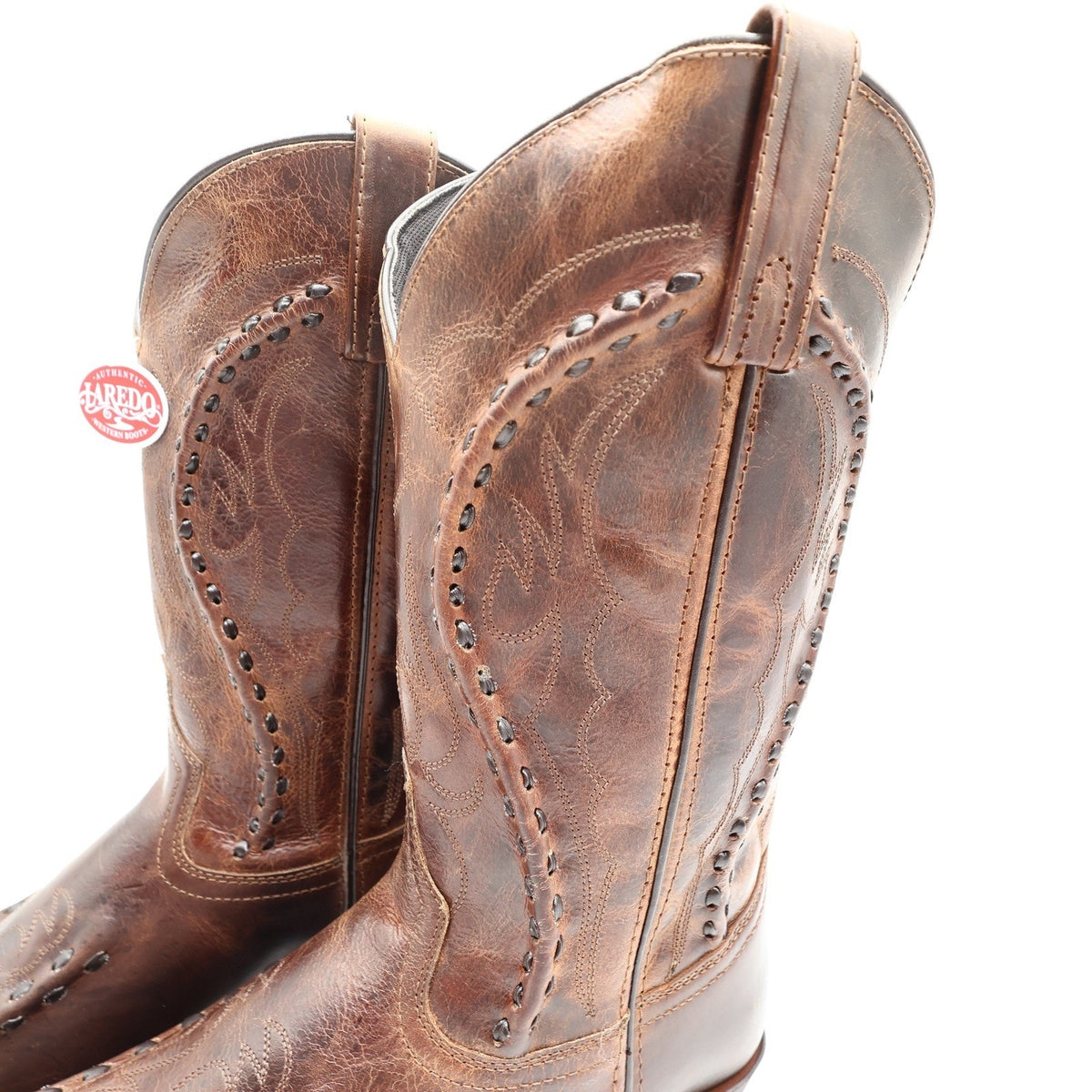 Laredo 68434 Rust Leather Bucklace Snip Toe Western Boots Men's 9D NWT