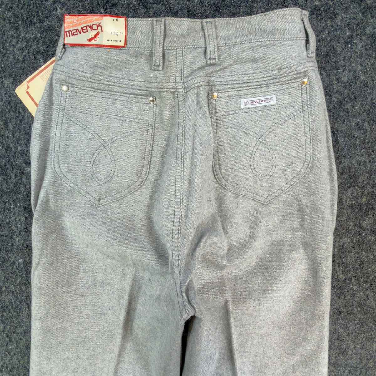 Maverick Pants Misses 14 Vintage 80s Gray Cotton Straight Leg Made in USA NWT