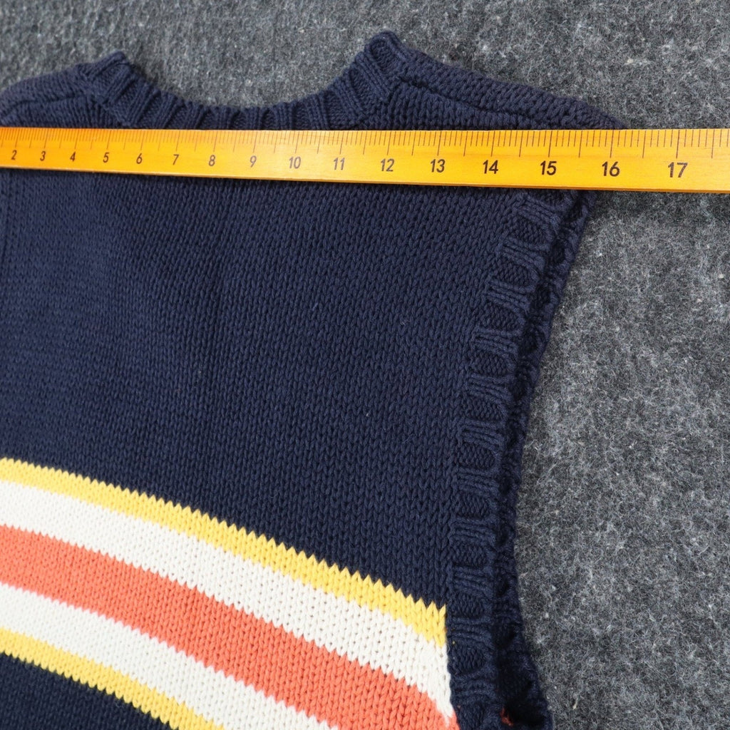 Nuggets Sweater Vest Mens Large Vintage 90s Navy Blue Striped Ramie Cotton NWT