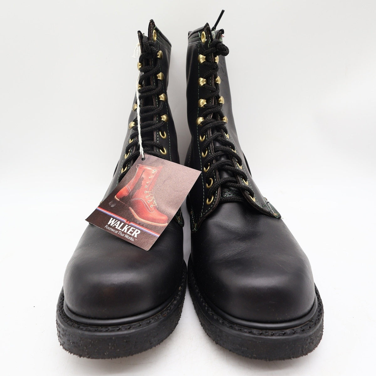 Walker Vintage 80s Work Boots Mens 10 EE Black Leather NIB NWT USA Made 1255
