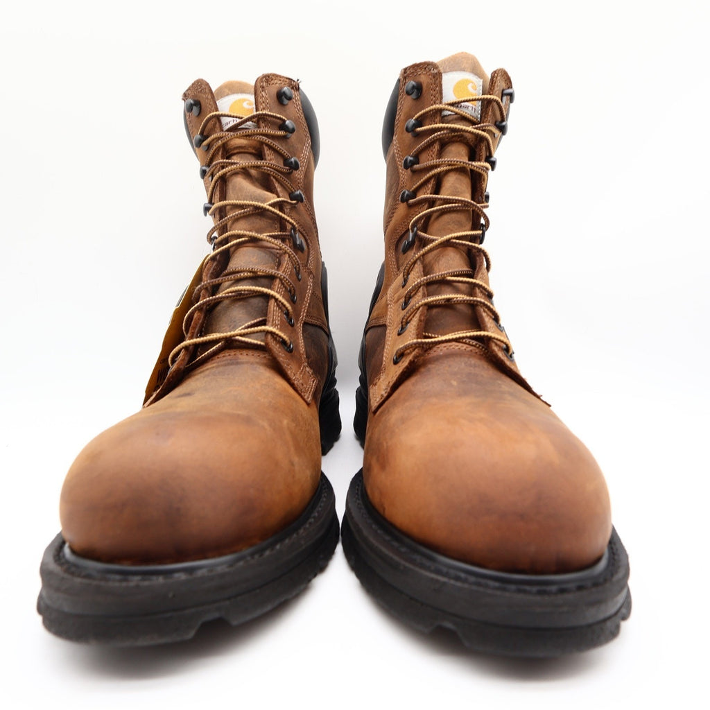 Carhartt Work Boots Mens 10 W Brown Leather Waterproof 8" Lace Up CMW8100 NIB